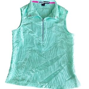 Jamie Sadock women’s green sleeveless crinkle golf top MEDIUM
